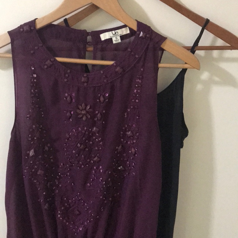 Beautiful, beaded purple dress with free slip!